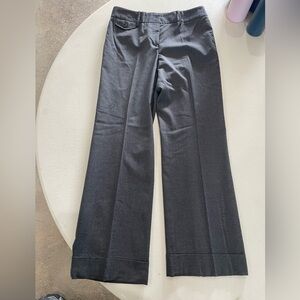 LOFT Charcoal Wool Wide Leg Trousers